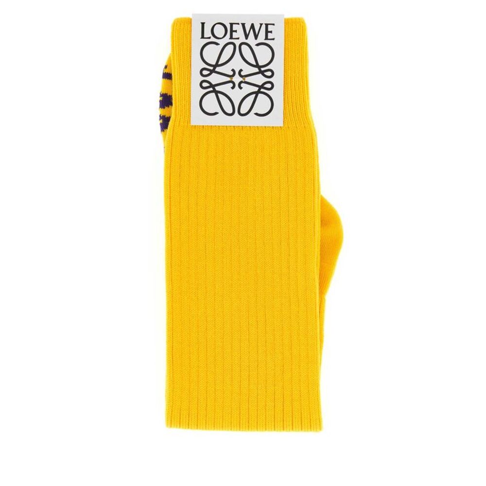 Loewe Women Yellow Stretch Wool Blend Socks